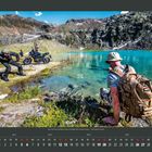 Text: "Österreich: Das kristallklare Wasser im Weißsee lädt zur kleinen Auszeit." Personen am See, Berge, Motorrad, Sommer.