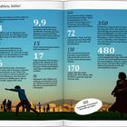 Zahlen und Fakten über Marseille auf zwei Seiten; im Hintergrund spielende Menschen und eine Frau mit Skyline.