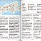 Texte: "Kirche des hl. Johannes Aliturgetos", "Sehenswert", "Übernachten", "Essen & Trinken", "Aktiv".  
Links Karte von Nessebar, rechts Text mit Sehenswürdigkeiten und Infos.