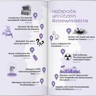 "Hotspots unnützen Reisewissens: Orte wie Bielefeld, Bonn, Berlin, Bad Schlema, mit lustigen Fakten, begleitet von Icons."