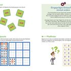 **Mosaikrätsel:** Puzzle mit Wortgruppen; **Kreuzwortpuzzle:** Neun Teile; **Eingeprägte Einkaufsliste:** Tipp zum Einkaufen; **Pfadfinder:** Wortsuche Thema Inseln.