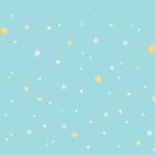 Illustration: Hellblaue Fläche mit verstreuten gelben Sternen und weißen Schneeflocken.