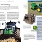 Der Text behandelt die Geschichte und Bedeutung von John Deere in der Traktorenherstellung. Links ein Traktorbild.