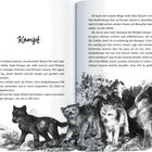 Text in der Mitte oben: „Kampf“. Unterer Bereich: Illustration von vier Wolfswelpen in einem Wald.