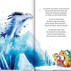 Links erscheint ein Drache aus Eis, rechts staunen bunte Tiere, oben steht „Peng!".