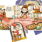 Ein Elf in der Küche mit Keksen, Gitarre und Backzutaten. Text: „Hallo du, was machst du bloß?“, „Ich hole nur noch schnell...“.