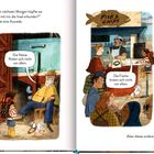 Oben: Toni will die Insel erkunden, aber alle haben Ausreden. Illustrationen mit Fischmarkt und Fischerhütte.
