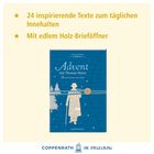 24 inspirierende Texte zum Innehalten. Mit edlem Holz-Brieföffner. Ein Buch mit blauem Cover und Silhouette.
