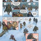 Texte in Sprechblasen: Dialoge über Bedenken und Entscheidungen in einer Gruppe.  
Illustration: Tiere in mittelalterlichen Rüstungen im Schnee.