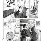 Mehrere Panels aus einem Manga. Zwei Männer in Anzügen streiten, einer hält den anderen am Kragen. Sprechblasen und Soundeffekte wie "GRAPP".