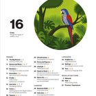 CONTENTS 10/2026. 16 Crime: The global tragedy of wildlife crime. Illustration eines Papageis in farbenfroher Landschaft.