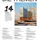 Titel: "DIE THEMEN". Überschriften: "14 Hamburg", "Verstehen", "Entdecken", "Leben". 

Bild: Elbphilharmonie und ein Segelschiff im Hafen.