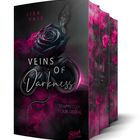 Text: "LISA VALE, VEINS OF DARKNESS, TRAPPED IN YOUR DESIRE, Black Edition." Eine schwarze Rose mit Schlange und pinkem Rauch.