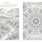 "Ausmalzeit: Der Frühling inspiriert aufs Neue. Links: Frühlingslandschaft mit Blumen. Rechts: Blumenmandala."