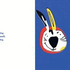 "Der Hase rund, das Spitztier eckig. Der Spitz ganz weiß, der Hase scheckig." Links Text, rechts Illustration.

