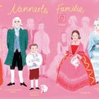 "Nannerls Familie" zeigt Leopold, Wolferl, Nannerl, Anna Maria, Thresl und den Hund Miss Pimples in einem Familienportrait.
