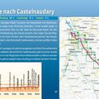 Text: "Von Toulouse nach Castelnaudary 81,9 km". Karte mit Route, Diagramm mit Höhenprofil, Begleittext zu Kanalfahrt.