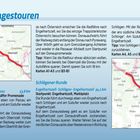 **Tipps für Tagestouren**, Texte zu Bajuwaren- und Schlögener-Runde, Kartenhinweise, zwei Landkarten mit Radwegen in Rot.