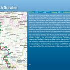 Titel: "Von Prag nach Dresden". Eine Karte mit Route und Text über die Reise durch Tschechien entlang der Elbe.