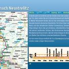 Von Berlin nach Neustrelitz. In Berlin geht es zunächst... Radweg: 64 %, Unbefestigt: 4 %. Karte mit Route. Profilgrafik zeigt Steigungen.