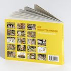 „DIE WICHTELKINDER - 18 Kunstpostkarten“ in gelber Verpackung mit 16 Illustrationen kleinen Wichteln.