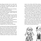 Ein Textabschnitt beschreibt, wie Schüler von einem geplatzten Freizeitpark-Projekt erfahren. Unten ist eine Illustration von zwei Kindern, eines mit Joghurt auf dem Kopf.