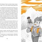 Seite 70. Illustration: Drei Personen in Winterkleidung und mit Rucksäcken in einer verschneiten Berglandschaft. Orange Akzente.