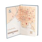 Illustration einer Karte von Downtown Honolulu, 1893. Sie zeigt Straßen und markante Gebäude mit einem Kompasssymbol.