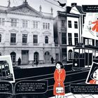 Texte: "Emma ist spät dran. Sie rennt zum Lehrerkolleg." "Emma springt vor dem Theater aus der Straßenbahn 9."