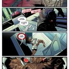 Comic mit spannendem Kampf: Ein Monster bricht aus; Schreie, Verfolgung, bedrohliche rote Augen, Alarmgeräusche.