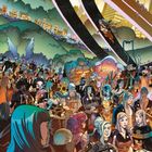Illustration zeigt eine Menschenmenge mit Kerzen. Im Hintergrund sind Protestschilder mit „NO MORE“ und „MUTANTS OUT“.