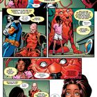 Comic-Illustration: Figuren diskutieren gemeinsam mit einem großen roten Tier. Ein Mädchen ist überrascht über eine Mission.