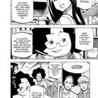 Ein Manga-Panel mit mehreren Charakteren, die über einen vielbeschäftigten und starken Mann diskutieren.