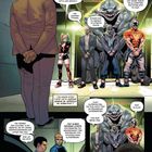 Comicseite: Mehrere Personen stehen in einem Raum. Text beschreibt Ereignisse mit „Suicide Squad“, Superhelden und „Titans“.