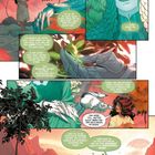 Text: „Ist das wirklich ein Baum?“, „Oh ja, er ist noch...“ Eine bunte Illustration mit einer Frau, einem Baum und Naturmotiven.