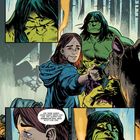 Comic-Illustration: Eine grüne Figur und ein Kind in Upstate New York, das mit einem Tier interagiert. Bäume im Hintergrund.
