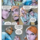 Comic-Illustration mit Charakteren in Gespräch vertieft. Text über Zusammenarbeit und Bedrohungen für das Universum.
