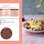 Links steht ein Rezept für Spaghettieis mit Nährwerten, Zutaten und Zubereitungstipps. Rechts ein Teller mit Spaghettieis.