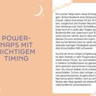 POWER-NAPS MIT RICHTIGEM TIMING. Tipps zur Dauer und Zeitpunkt des Nickerchens für maximale Energie. Mond und Wolken.