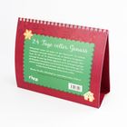Text: "24 Tage voller Genuss". Es handelt sich um einen roten Tischkalender mit weihnachtlichen Elementen und dem Logo "riva".