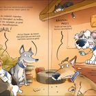 Texte: Erste Viertelstunde läuft gleich ab. Wollen wir lüften? Schnüffler mit Schnauze. Illustration mit Hunden.