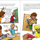 Texte: „Entschuldigung, Herr Göte! Mir ist schlecht.“ - „Zentrale Sofort“. Schulklasse, Kai rennt mit Brief, Lehrer am Tisch.