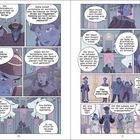 Comic-Panels mit Figuren in mittelalterlicher Kleidung. Dialoge über Missionen, Verschwinden und Erschöpfung.