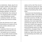 Eine erzählende Textseite über den Jadekaiser und den Drachenkönig, der seine Drachenform zurückgewinnt. Seitenzahlen 8 und 9.