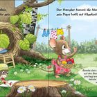 Links: "Die kleine Maus spielt...". Rechts: "Der Hamster kommt...". Darunter: "Bereite dein Kind...". Illustration mit Tieren.