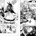 Texte: "AH!", "Ich danke euch für alles.", "Ginko.", "Edel, lobenswert...", "Aber sicher doch!", "Willst du wirklich allein gehen?"  
Ein Manga mit einem Mädchen im traditionellen Outfit, Schwertern und einem mittelalterlichen Dorf.