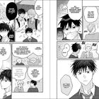 Zwei Schüler unterhalten sich über Beziehungen; einer teilt den Regenschirm mit jemand anderem. Im Manga-Stil.