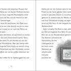 Zwei Textseiten erzählen von Ellis magischem Abenteuer mit einem Spielzeugpferd. Unten eine Illustration eines Rahmens.