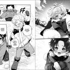 Zwei Jungs spielen im Schnee: Einer jubelt, der andere kniet. Sprechblasen: "Du hast verloren, Yuto!" "Heute bist du mein Diener!"