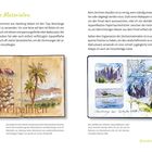 "Besondere Materialien", "Dattelpalmen", "Material", "Erkundung zur Tiefenform (A3)". Zwei Illustrationen: Dattelpalmen und Berglandschaft.